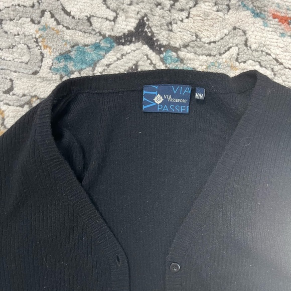 Via Passport Vintage Black Sleeveless Knit Cardigan - Picture 3 of 9